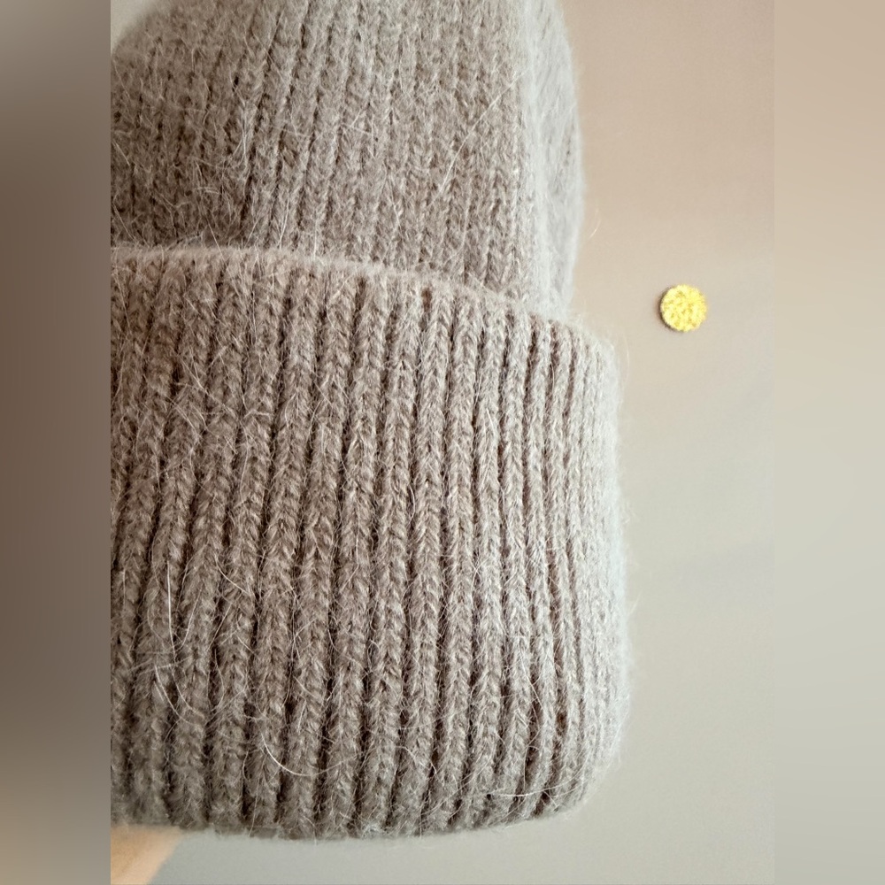 Tan Rabbit Fur Knitted Hat - Picture 6 of 6
